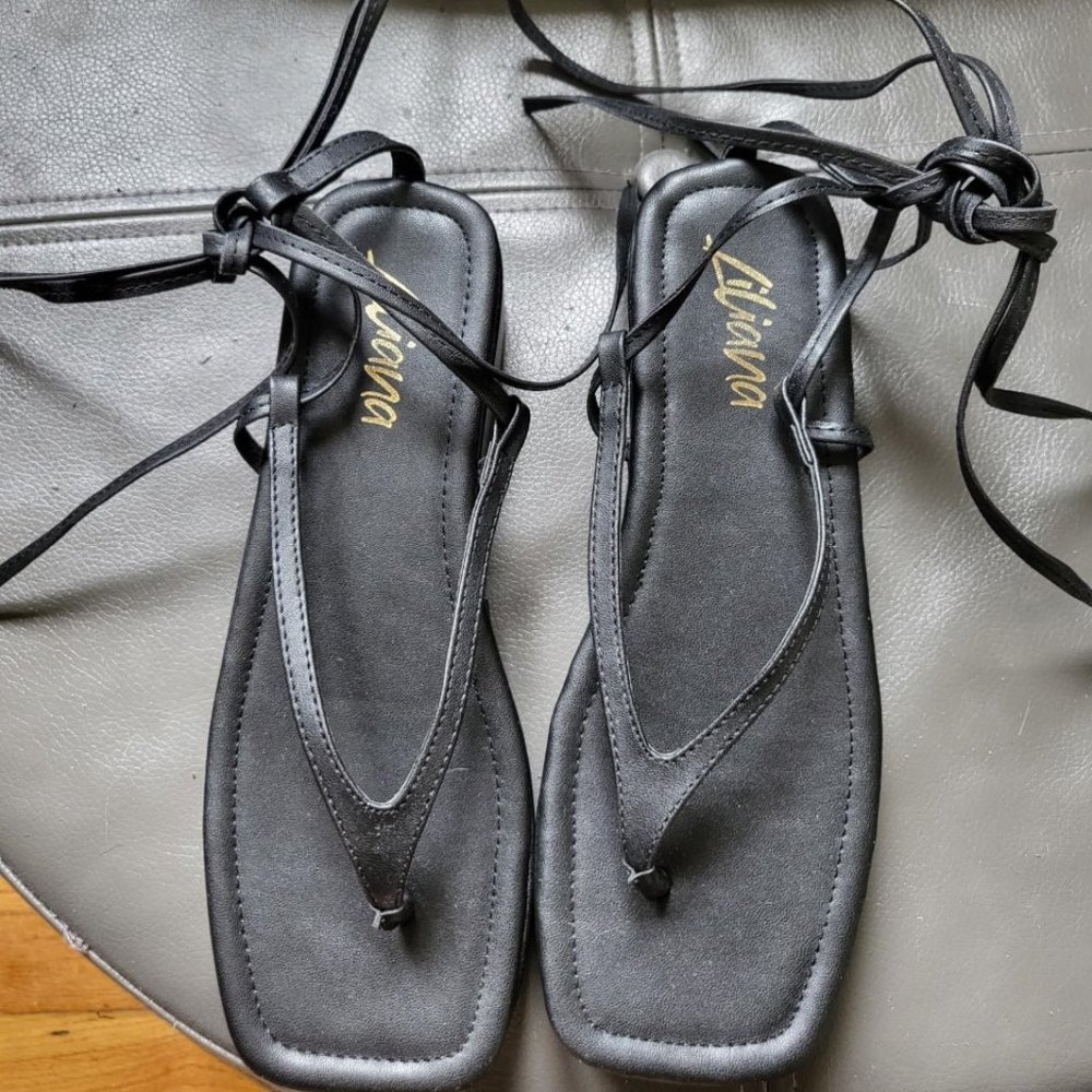 Lace-Up Platform Thong Sandals